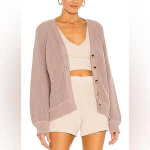 Weekend Stories Revolve Seasonal Cardigan Oversized Cotton Cashmere Beige Small